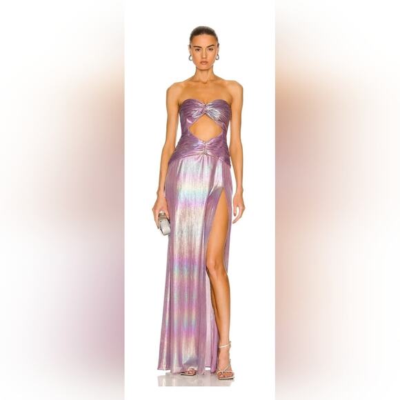 Retrofete Soleil Dress in Lilac Aurora Size XS Strapless NWT Cutout Maxi Rainbow - Picture 1 of 15